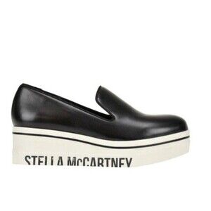 Stella McCartney Black Chunky Platform Loafers Sneaker Wedge Logo Slide 37 $525